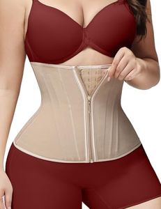 SHAPSHE Waist Trainer for Women Tummy Control Workout Waist Cincher Corset Shapewear Body Shaper with Zipper Hook, Tan, Medium