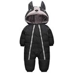 JiAmy Baby Boys' Snowsuits Romper Winter Hooded Jumpsuit Girls Infant Snow Wear Thick Outfits Black 24-30 Months