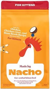 Made by Nacho Premium Dry Kibble Infused with Bone Broth 4lb bag Cat Food (Kitten Cage-Free Chicken and Chicken Liver)