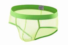 Sexy Men's See through Mesh Frenchie Brief Underwear (L, Green)