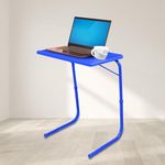 TABLE MAGIC Alloy Steel - Laptop Table Mat Finish, Lapdesk, Multipurpose Table, Height Adjustable Table, Work At Home Table, Study Table, Kids Study Table (Table Magic Sapphire Blue, Large)