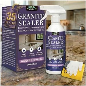 Meuvcol Granite Sealer & Protector Spray - 35 Oz Marble Sealer for Quartz, Quartzite, Stone, Granite Countertops - Prevents Water Spots & Oil Stains - Non-Toxic Stone Care for Kitchen, Bath & Shower