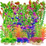 Labeol 24PCS Fish Tank Decorations Fish Tank Ornament Artificial Aquarium Plants Aquarium Plastic Fish Tank Plants Vivid Simulation Lifelike Fake Aquatic Plants Safe for All Fish