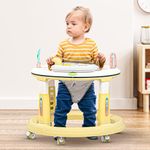 BAYBEE Melody Baby Walker For Kids, Round Kids Walker With 5 Adjustable Height & 360° Degree Swivel Seat | Kids Activity Walker For Baby With Musical Toy Bar | Walker Baby 6-18 Months (Yellow)