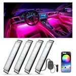 YiLaie Car LED Interior Lights,RGB Atmosphere Lights with APP Control and 16 Million Colours, Music Mode, Colour Memory, Suitable Car Accessories Gifts for Men or Women, DC 12V