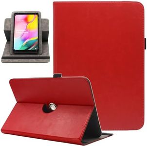 Universal 10 10.1 Inch Android Tablet Case, Nannxiebky 360 Degree Rotating Multi-Angle Viewing Stand Wallet Tablet Case Cover for 10 10.1 Inch and All 9.5" - 10.5" Tablet, Red