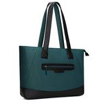 MOSISO Laptop Tote Bag (Up to 17.3 Inch), Water Resistant PU & Polyester Women Work Travel Shopping Carrying Shoulder Handbag with Compartment Compatible with MacBook, Notebook & Ultrabook, Deep Teal