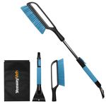 YeewayVeh 35" Snow Brush and Ice Scraper, Extendable Car Snow Scraper with Soft Grip & Additional Handhold, 2 IN 1 Detachable & Scratch-Free Snow Brushes for Car Truck SUV, Lake Blue
