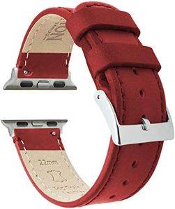 BARTON WATCH BANDS - Vintage Crimson Red Top Grain Leather Watch Bands Compatible with Apple Watch Models - 1, 2, 3, 4, 5, 6, 7, 8, 9, 10, SE, Ultra & Ultra 2 - (38mm/40mm/41mm)