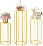 Cylinder Stands for Party, 3Pcs Gold Cylinder Pedestal Stands for Display, 23.6/31.5/39.4 inch Tall Metal Wedding Flower Stand for Centerpieces, Cylinder Tables for Parties Reception Decoration