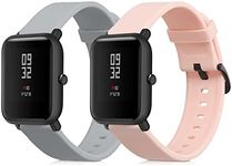 kwmobile Straps Compatible with Huami Amazfit Bip S/Bip S Lite Straps - 2x Replacement Silicone Watch Bands - Grey/Dusty Pink