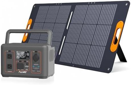 ALLWEI 500W Solar Generator with 100W Solar Panel, 512Wh LiFePO4 Portable Power Station with 3 AC Outlets(1000W Surge), Battery Generator for RVs Outdoor Camping CPAP Home Backup Power Outage