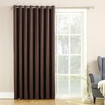 Sun Zero Barrow Extra-Wide Energy Efficient Sliding Patio Door Curtain Panel with Pull Wand, 100" x 84", Chocolate Brown