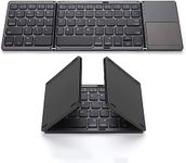 Foldable Bluetooth Keyboard, Rock&Rown Pocket Size Portable Wireless Keyboard with Touchpad for Mac OS,Android, Windows, Linux, PC, Tablet, with Rechargeable Li-ion Battery-Dark Gray