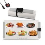 Food Warming Mat, Silicone Food Heater Mat, 60-100℃ 4H-Timer Electric Heat Storage Plate, Portable Food Heating Pad for Warming Dishes Tea Milk