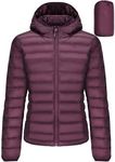 CAMEL CROWN Women's Packable Hooded Down Jacket Ultra Light Insulated Puffer Coat Water Resistant Purple Large
