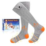 Heated Socks, Heated Socks for Women Men, 5000mAh Rechargeable Electric Heated Socks Up to 8 Hours, Washable Winter Warm Socks for Outdoors Work Fishing Hunting Skiing Riding Camping(Gray&Orange)