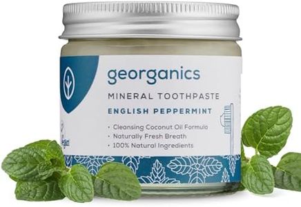 Georganics Mineral Toothpaste - 120ml - Peppermint - 100% Natural, Fluoride Free, SLS Free & Glycerine Free - with Coconut Oil to Support Gum Health - Certified Cosmos Natural, Vegan and Cruelty-Free