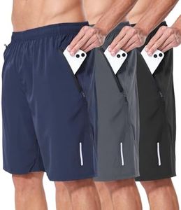 RPOVIG 3 Pack Men's Athletic Shorts Sets Gym Workout Short with Zippered Pockets Running Joggers Basketball Gift