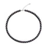 Aleasha 6mm Pearl Necklace Men Women Gloss Black Pearl Necklaces Faux Pearl Choker Wedding 45cm Jewelry Gift