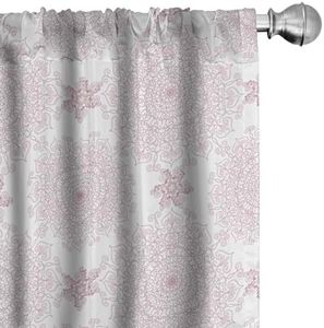 Ambesonne Purple Mandala Curtains, Victorian Damask Style Vintage Pattern with Rococo Effect Print, Window Treatments 2 Panel Set for Living Room Bedroom, Pair of - 28" x 84", Pink White