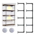 Anmas Rucci Industrial Pipe Shelving,Cast Iron DIY Pipe Wall Mount Bookshelf Shelves,Industrial Floating Shelf Each Holds 50lbs for Kitchen Bedroom W/ 2 Sensor Lights (54" Tall)