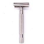 PARKER Safety Razor - Semi Slant Safety Razor with 5 Parker Premium Double Edge Stainless Steel Razor Blades - Satin Chrome