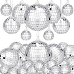 15 Pieces Disco Mirror Ball, Disco Ball Decoration Silver Disco Ball Mirror Ball Disco Balls 5 Sizes Hanging Ball Disco Ball For Party Wedding Birthday Party Decoration Light Effect (8/6/4/3/2.3 Cm)