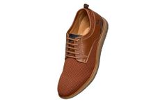 Neeman's The Derbies for Men | Knit Base and Faux Leather Derby Sneakers | Comfortable and Breathable Mesh | Tan UK9