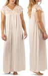 Shadowline Women's Silhouette 53 Inch Short Cap Sleeve Long Gown, Ivory, Large