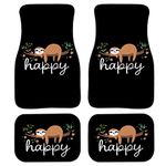 ZFRXIGN Happy Sloth Gifts Carpet Mats for Car Front & Rear Floor Mats 4 Piece Set Truck, SUV Accessories All Weather Protection Auto Interior Foot Pads Black