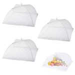 Pop-Up Mesh Food Covers – 3-Pack 17"x17" Nylon Umbrella Tents with Stainless Steel Frame, Foldable & Reusable, Ideal for Outdoor Picnics, BBQs, Camping, and Indoor Dining in Canada