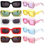 Fsmiling Colored 90s Rectangle Sunglasses Bulk Vintage Square Sunglasses Womens Trendy Party Sunglasses Pack Tinted Lens Fashion Glasses,10 Pack