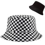 Malaxlx Cute Checkered Print Bucket Hat Beach Sun Hat Aesthetic Fishing Hat for Men Women Teens, Reversible Double-Side-Wear