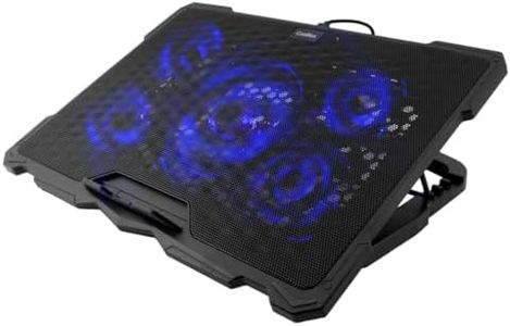 CoolBox Base Refrigeradora Portátil hasta 17.3", con 5 Ventiladores Silenciosos LED con Regulador de Velocidad, Atril Ajustable de 4 Posiciones, Cable USB 60cm. Color Negro