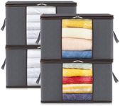 Lifewit 4 Pack Large Clothes Stoage Bags Boxes with Lids, 75L Wardrobe Storage Organiser Packing Boxes for Moving House with Reinforced Handle Thick Fabric for Clothing Towel Blanket Bedding, Grey