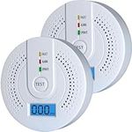 2 PCS Carbon Monoxide Detector CO Alarm Detector with test button and LCD Digital Display, 85dB alarm,EN 50291 CO Alarms Monitor for Home Safety