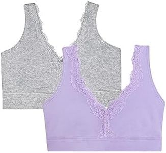 Fruit of the Loom Women's Full Coverage Wireless Cotton Bralette, Lilac Whisper/Grey Heather, Small