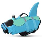Queenmore Shark Dog Life Jacket, Dog Life Vests for Boating, High Buoyant Dog Life Vest for Swimming, Adjustable Easy On Dog Life Jackets for Small, Medium, Large Dogs (Pool Blue,XS)