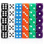 H&S 30x Dice 6 Sided 16mm 6 Colours Spot Dice Set for Dice Games