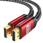 JSAUX 8K DisplayPort Cable 1.4, DP Cable 1M (8K@60Hz, 2K@240Hz，4K@144Hz,32.4Gbps)，Display Port to Display Port Cable (DP to DP Cable) Compatible for Laptop PC TV Gaming Monitor-Red