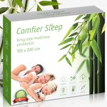 Deep Cooling Bamboo Mattress Protector 150x200cm – 100% Bamboo – Soft Breathable Cover Mattress Protector King Size