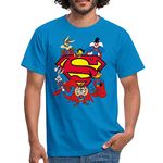 Spreadshirt Superman Logo, Bugs Bunny and Other Looney Tunes Heroes Men's T-Shirt, M, Royal Blue