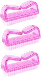 3Pcs Different Kinds of Fingernail brush with Plastic Handle Nail brush for cleaning Fingernails - Easy to use Nail Scrub brush - Nail Cleaner Nail brushes for Hands Feet(pink)