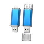 JUANWE USB Type-C Flash Drive 128GB, [2 Pack Blue] 2 in 1 USB C Drive Dual Drive USB 3.0 Thumb Drive Memory Stick for Tablet PC Android Telephone (Samsung, Huawei, Honor, Xiaomi)