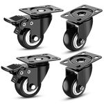 Caneuf 2" Heavy Duty Caster Wheels Soft Rubber PU Swivel Caster with 360 Degree for Moving heavy Furniture,Counters,trolley,wheelchair,bed (2 with Breakes & 2 Without) 2 Inch,Pack Of 4,Black)