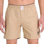 U.S. Polo Assn. Mens Pure Cotton Brushed Elastic I108 Boxers - Pack Of 1 (KHAKI S)