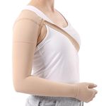 LAPLUIE Arm Compression Sleeve with Shoulder Belt, Compression Arm Brace for Pain Relief, Swelling, Post Surgery Recovery, Beige Right, Medium