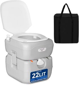 SereneLife Portable Camping Toilet 22L – Leak-Proof Cassette Porta Potty, White