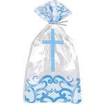 Unique 74799 Blue Cross Bags-20 Pcs Cellophane Party Bags-Fancy Pack of 20